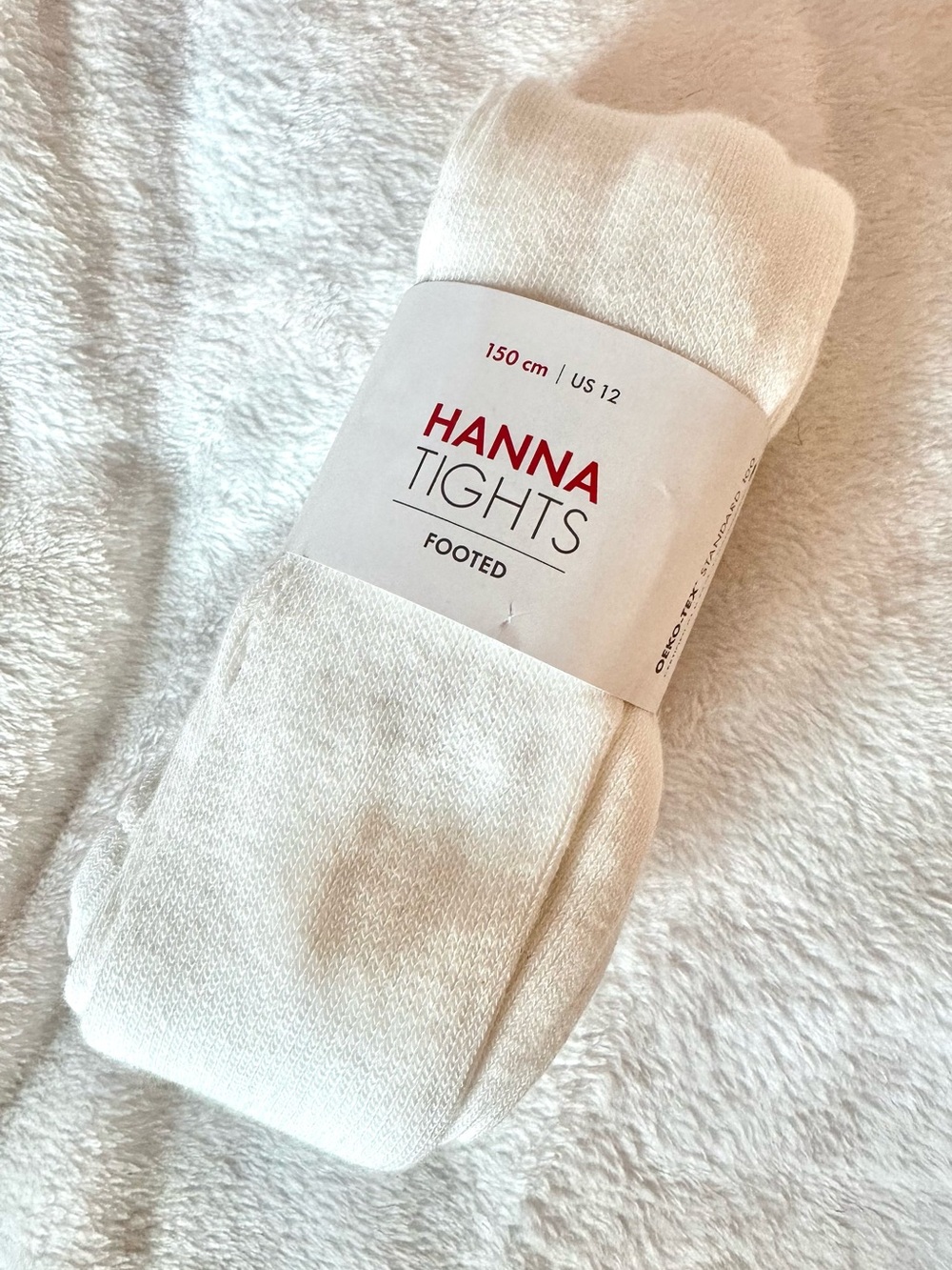 NWT Hanna Andersson White Footed Tights Size 150 US 12 Cotton Blend NIP